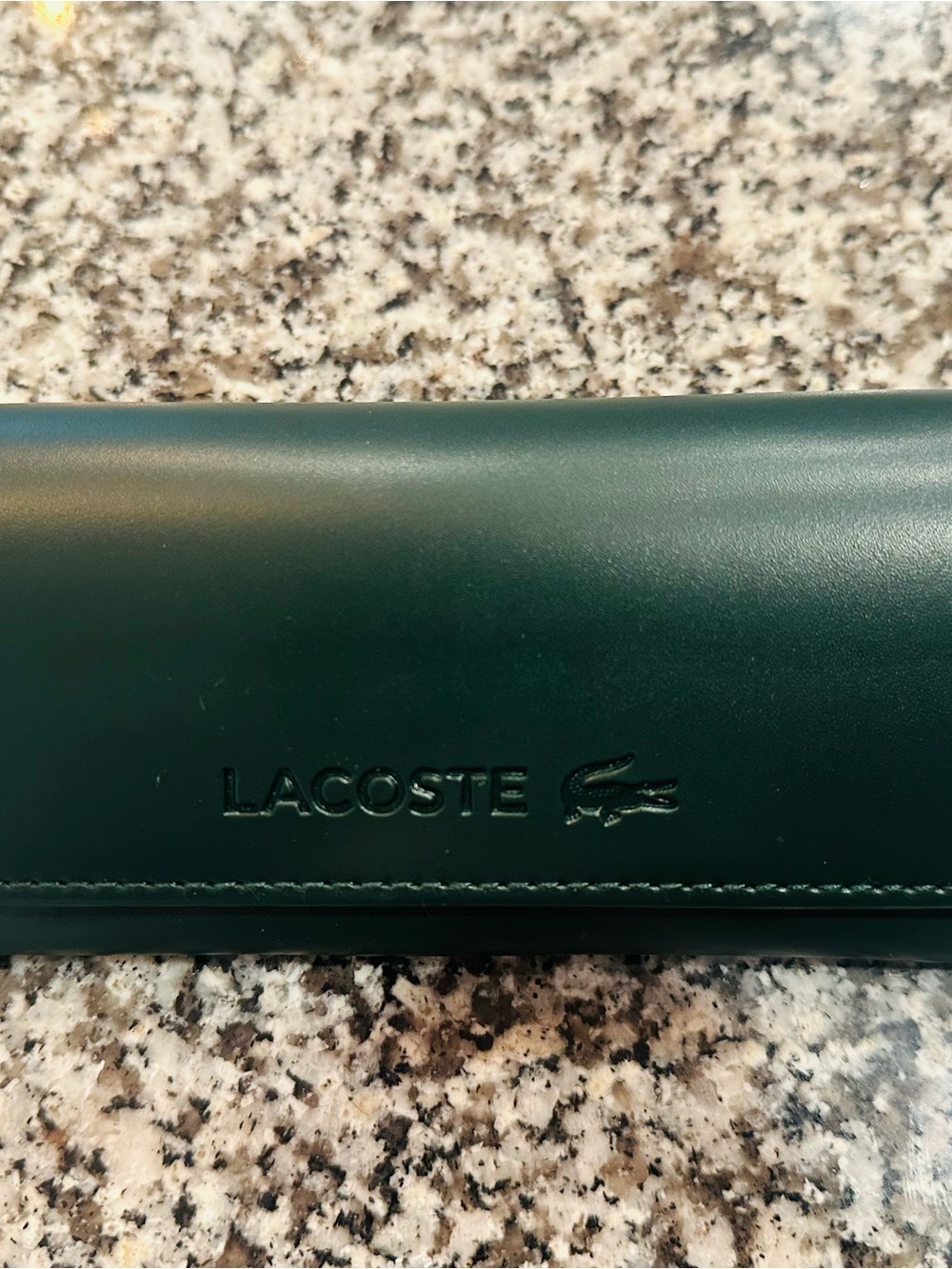 Lacoste Green Leather Eyewear Case